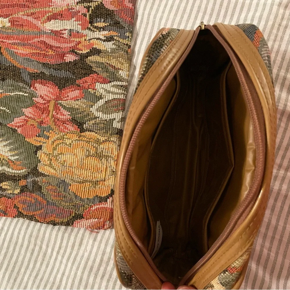 Adolfo Vintage Multicolor Floral Tapestry Travel Bags